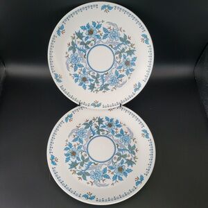 VTG Noritake Progression Blue Moon 9022 Floral 10 3/8" Dinner Plate Set‎ Of 2